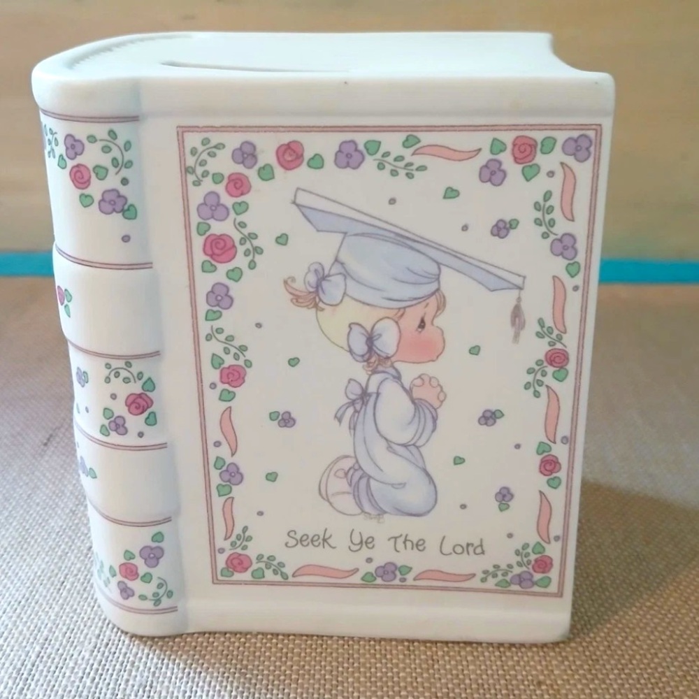 Precious Moments Bible 'Seek Ye The Lord' Porcelain Book End, Vintage Piggy Bank